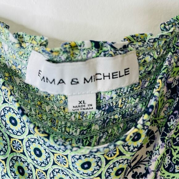 NEW Emma & Michele green blue white floral cottagecore boho midi dress XL - Picture 6 of 9